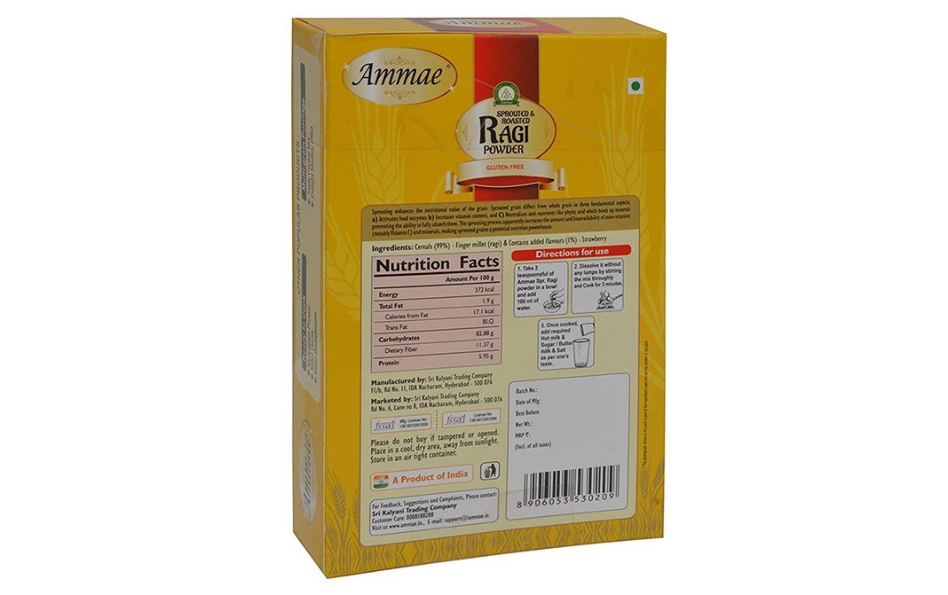 Ammae Sprouted & Roasted Ragi Powder, Strawberry Flavour   Box  125 grams